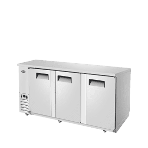 MBB90GR — 90″ 3-Door Back Bar Cooler with Solid Door, Stainless Steel