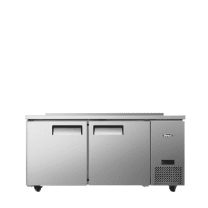MGF67GR - 67" Double-Door Stainless Steel Worktop Refrigerator with Backsplash, Side-Mount