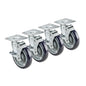 6" Overall Universal 3-1/2" x 3-1/2" Plate Caster with Side Brake, 5" Wheel, Set of 4