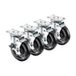 6" Overall 2-3/8" x 3-5/8" Plate Caster with Side Brake, 5" Wheel, Set of 4