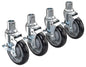 6" Overall Universal Wire Shelving Caster with Side Brake, 5" Wheel, Set of 4