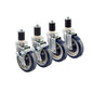 KROWNE Economy Series 6" Overall 1-5/8" Stem Worktable Caster with Side Brake, 5" Wheel, Set of 4
