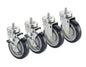 KROWNE Economy Series 6" Overall 1/2" - 13 Threaded Stem Caster with Side Brake, 5" Wheel, Set of 4