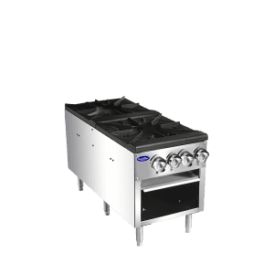 ATSP-18-2 18" Wide Heavy-Duty Stainless-Steel Stock Pot Stove, Gas, Double-Burner