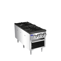 ATSP-18-2 18" Wide Heavy-Duty Stainless-Steel Stock Pot Stove, Gas, Double-Burner