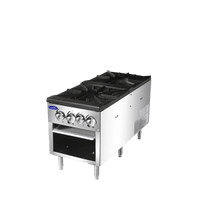 ATSP-18-2 18" Wide Heavy-Duty Stainless-Steel Stock Pot Stove, Gas, Double-Burner