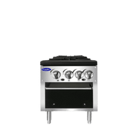 ATSP-18-2 18" Wide Heavy-Duty Stainless-Steel Stock Pot Stove, Gas, Double-Burner