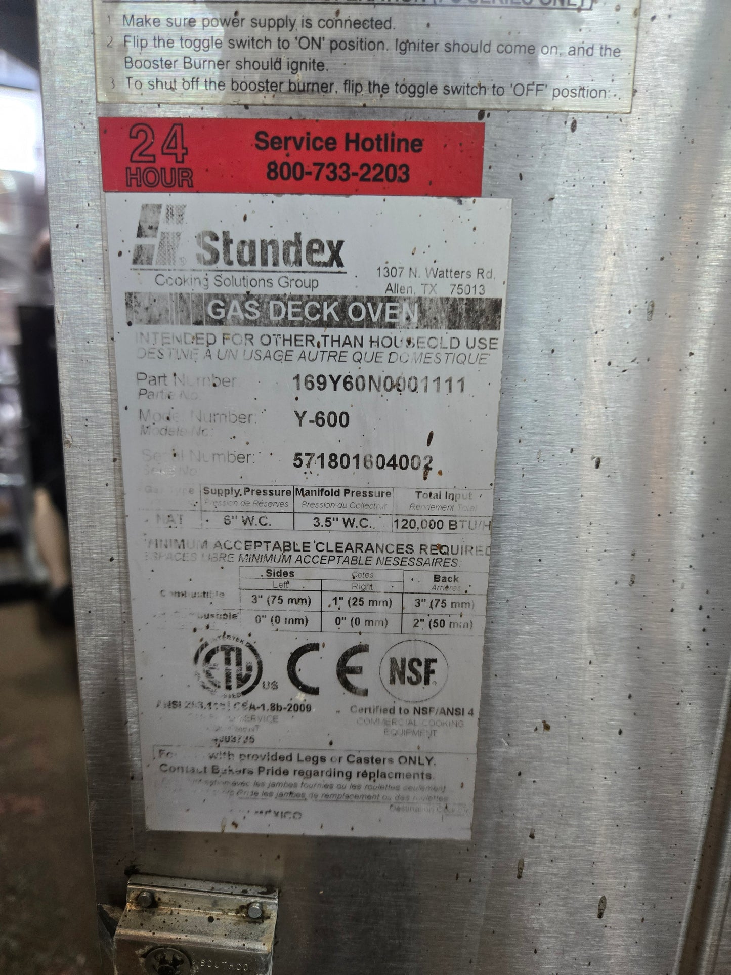 USED Bakers Pride Y602 Pizza Oven Set, NG