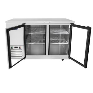 MBB59GGR — 59″ 2-Door Back Bar Cooler with Glass Door, Stainless Steel
