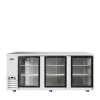 MBB90GGR — 90″ 3-Door Back Bar Cooler with Glass Door, Stainless Steel
