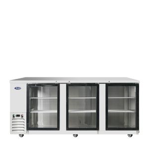 MBB90GGR — 90″ 3-Door Back Bar Cooler with Glass Door, Stainless Steel