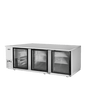 MBB90GGR — 90″ 3-Door Back Bar Cooler with Glass Door, Stainless Steel