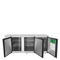 MBB90GR — 90″ 3-Door Back Bar Cooler with Solid Door, Stainless Steel