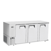 MBB90GR — 90″ 3-Door Back Bar Cooler with Solid Door, Stainless Steel
