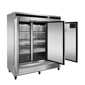 MBF8508GR — 82"-Wide Bottom Mount Solid Three-Door Reach-in S/S Refrigerator