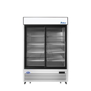 MCF8709GR — 55"-Wide  Two (2) Glass Sliding-Door S/S Bottom-Mount Merchandiser Refrigerator