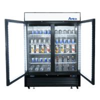 MCF8721ES — 54"-Wide (2) Glass Swing-Door Black Cabinet Bottom-Mount  Freezer