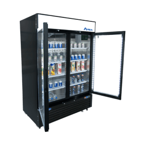 MCF8721ES — 54"-Wide (2) Glass Swing-Door Black Cabinet Bottom-Mount  Freezer