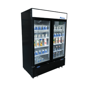 MCF8721ES — 54"-Wide (2) Glass Swing-Door Black Cabinet Bottom-Mount  Freezer