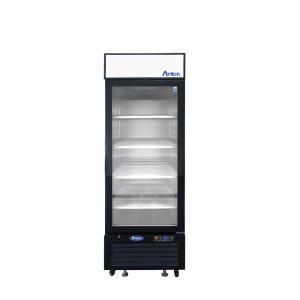 MCF8722GR — 27"-Wide  One (1) Glass-Door Black Cabinet Bottom-Mount Merchandiser Refrigerator, Right-Hinged