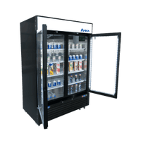 MCF8723GR — 55"-Wide Two (2) Glass Swing-Door Black Cabinet Bottom-Mount Merchandiser Refrigerator