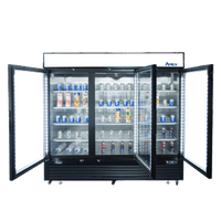 MCF8724GR — 82"-Wide Three (3) Glass Swing-Door Black Cabinet Bottom-Mount Merchandiser Refrigerator