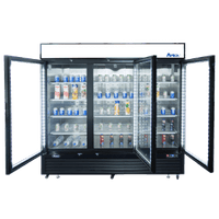 MCF8728GR — 82"-Wide (3) Glass Swing-Door Black Cabinet Bottom-Mount  Freezer