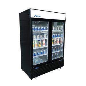 MCF8732GR — 40"-Wide  One (2) Glass Swing-Door Black Cabinet Bottom-Mount Merchandiser Freezer