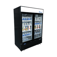 MCF8733GR — 40"-Wide  Two (2) Glass-Door Black Cabinet Bottom-Mount Merchandiser Refrigerator