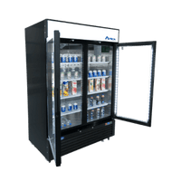 MCF8733GR — 40"-Wide  Two (2) Glass-Door Black Cabinet Bottom-Mount Merchandiser Refrigerator