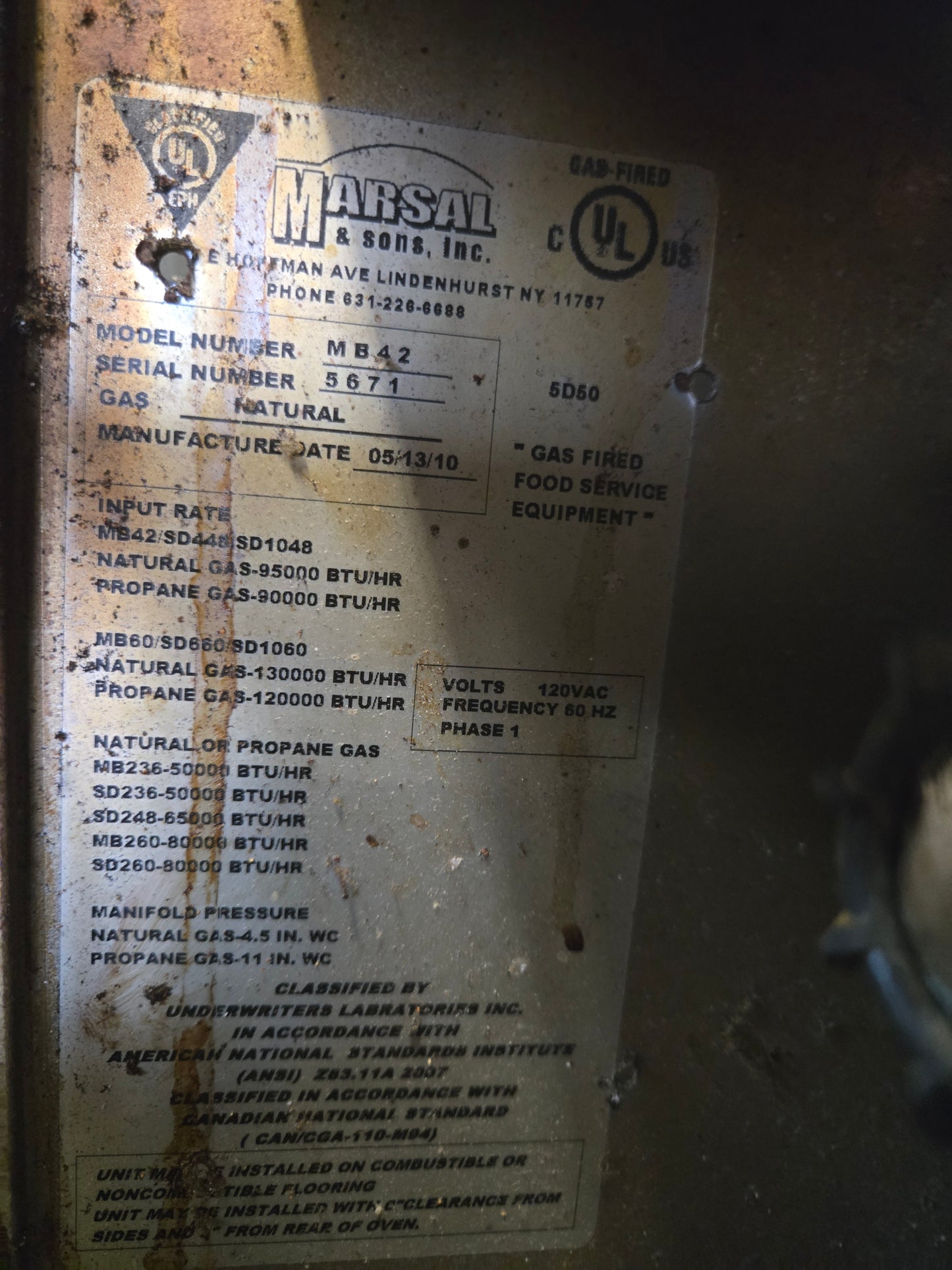 USED Marsal MB42 Pizza Oven Set, NG