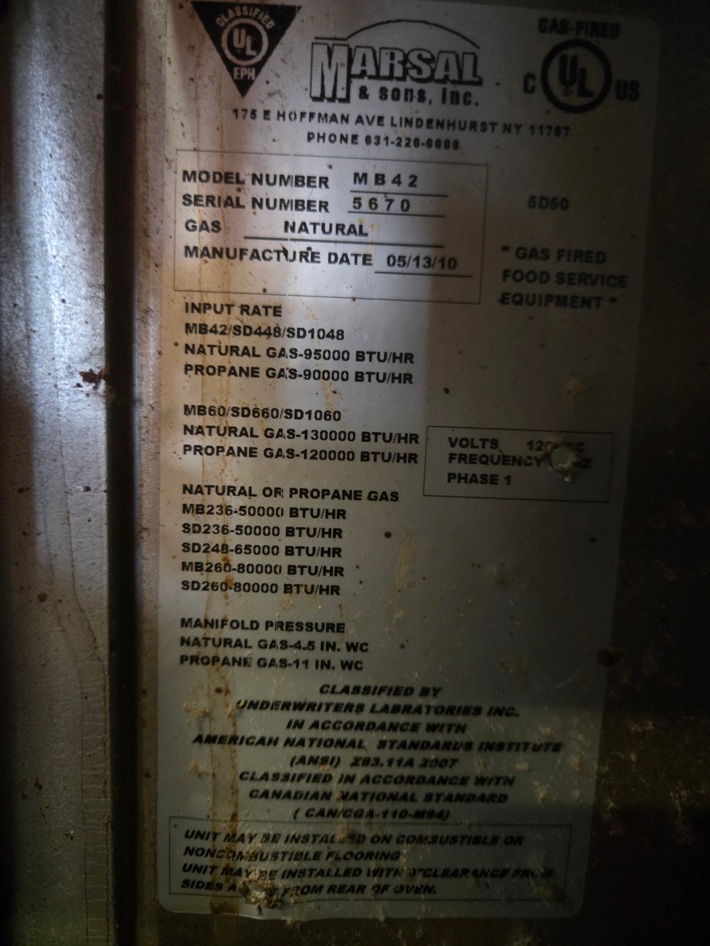 USED Marsal MB42 Pizza Oven Set, NG