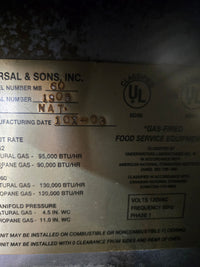 USED Marsal MB60 Double, Stacked Oven Set, NG