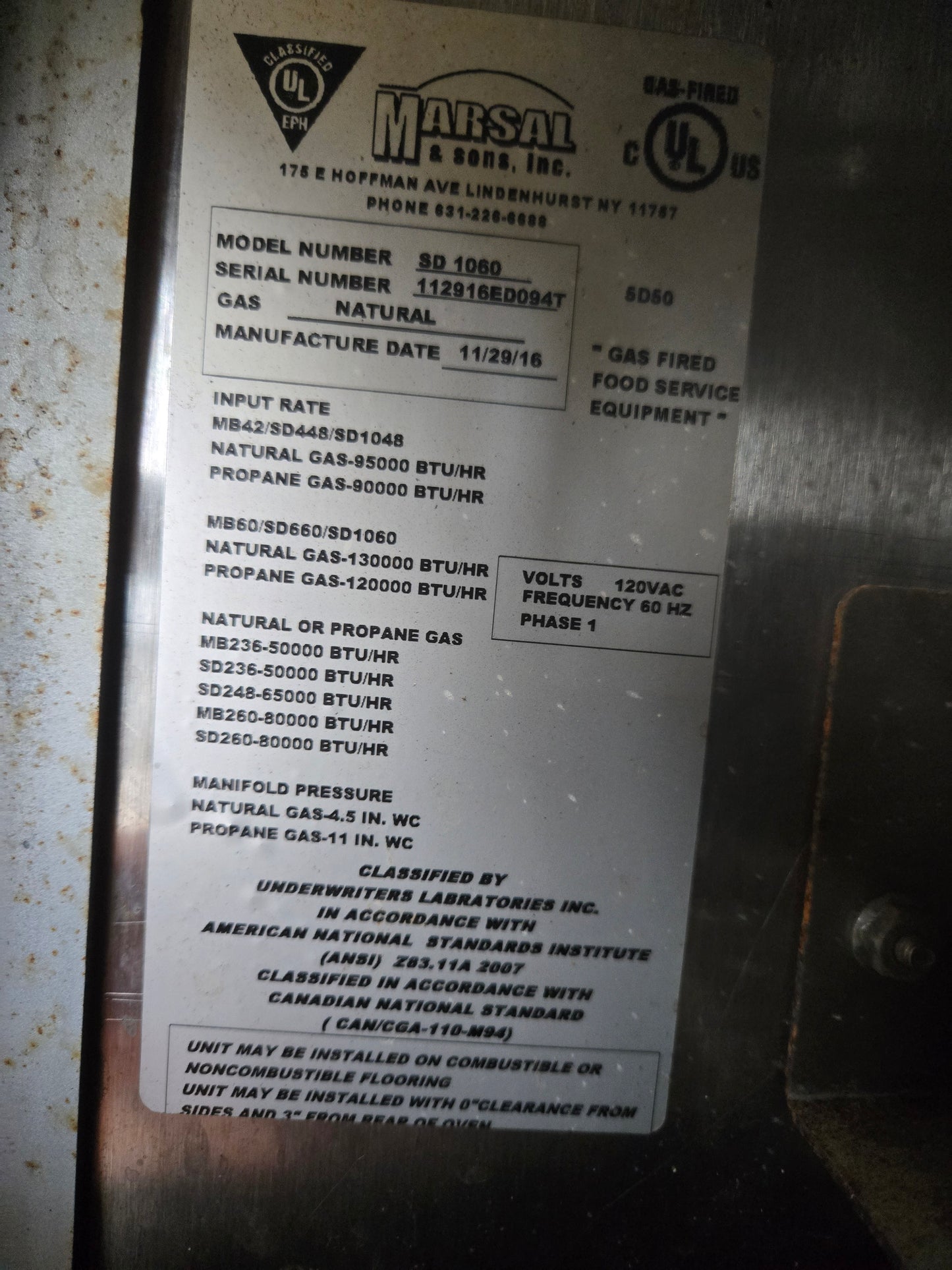 USED Marsal SD1060/SD660 Stacked Pizza Oven Set, NG