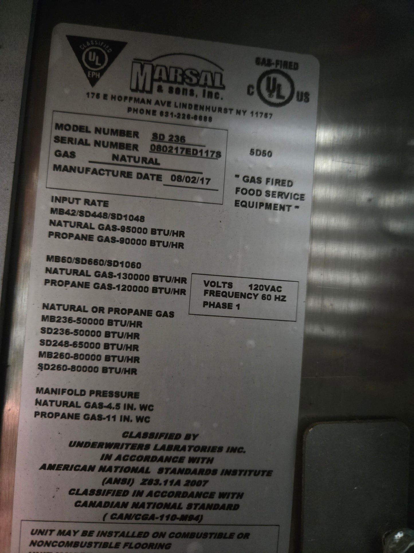 USED Marsal SD236 Slice Oven Series Pizza Oven, NG